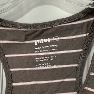 Pact Brown and Pink Striped Tank Top